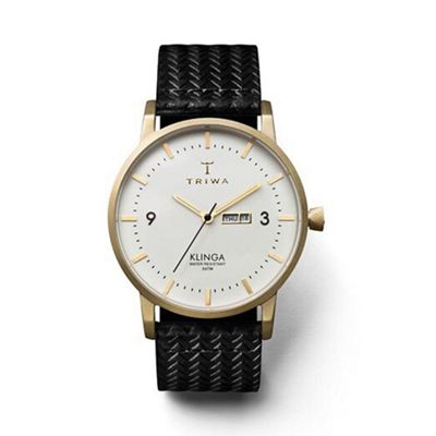 Unisex watch with white dial and black leather strap klst103gc010113